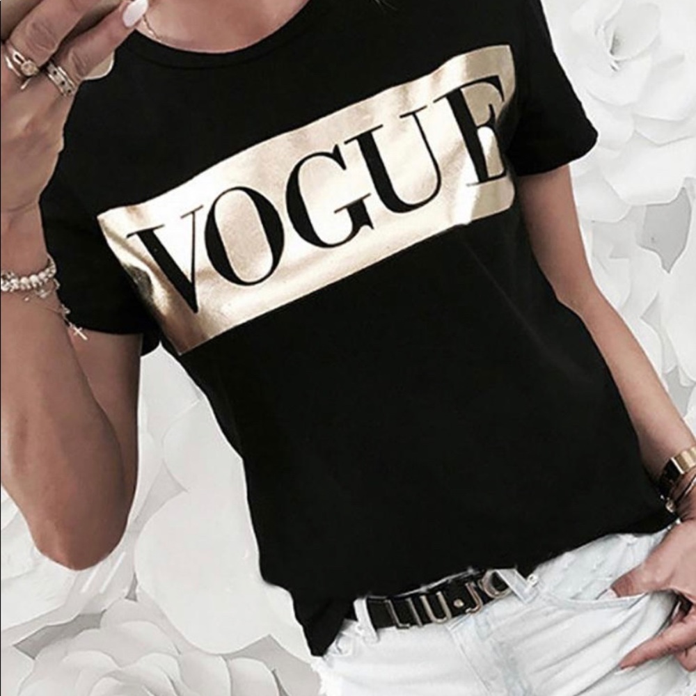 Short Sleeve Letter Print Top Vogue